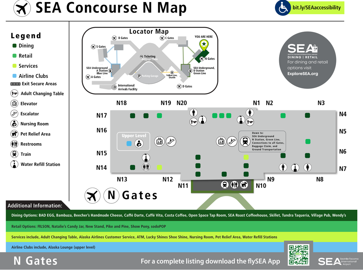 Sea Tac Concourse N map 2025