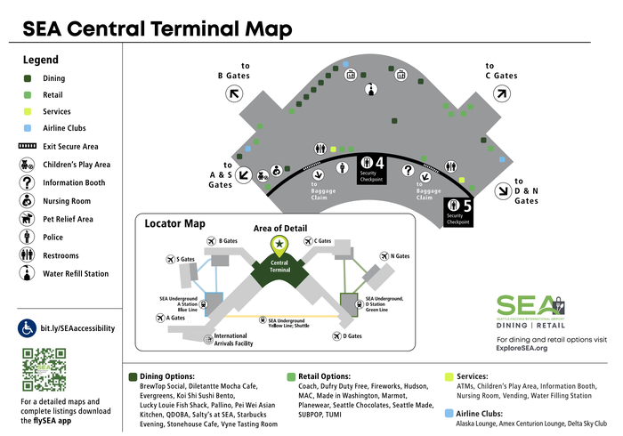 Seattle-Tacoma International Airport Main Terminal Sea Tac terminal map 2025