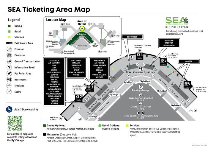 Seattle-Tacoma International Airport Main Terminal Ticketing Sea Tac ticketing map 2025