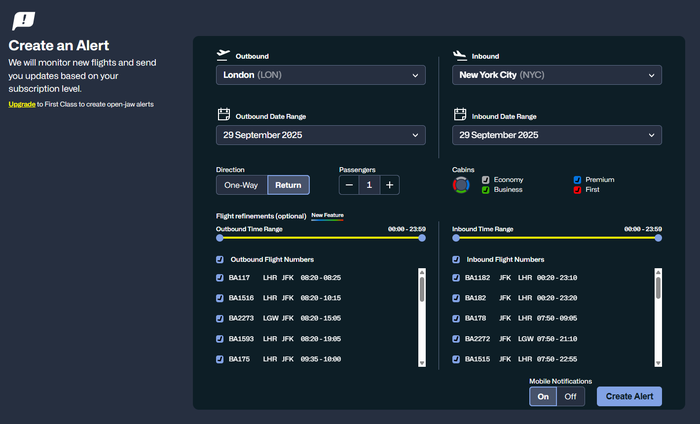 SeatSpy create an alert SeatSpy create an alert