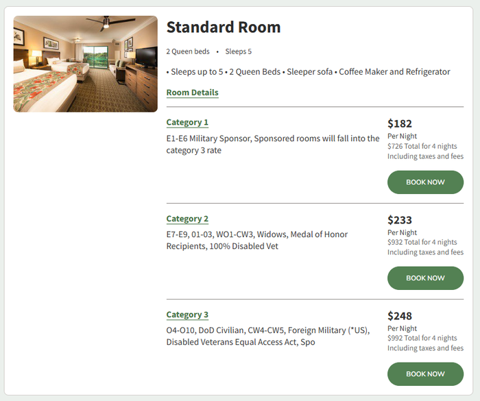 Shades of Green pricing Shades of Green Disney World standard room rates