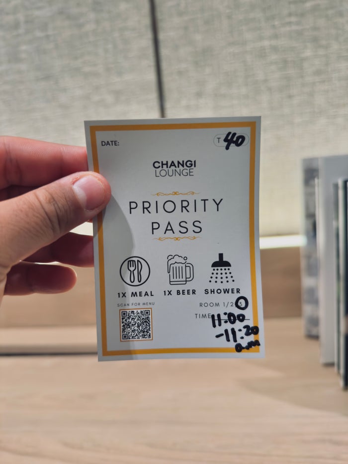 Singapore Changi Airport Changi Lounge shower voucher Singapore Changi Airport Changi Lounge shower voucher