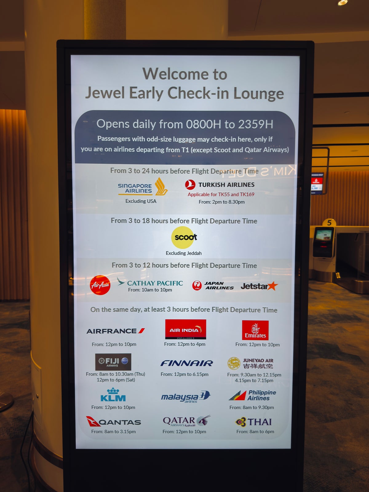 Singapore Changi Airport Jewel Early Check In