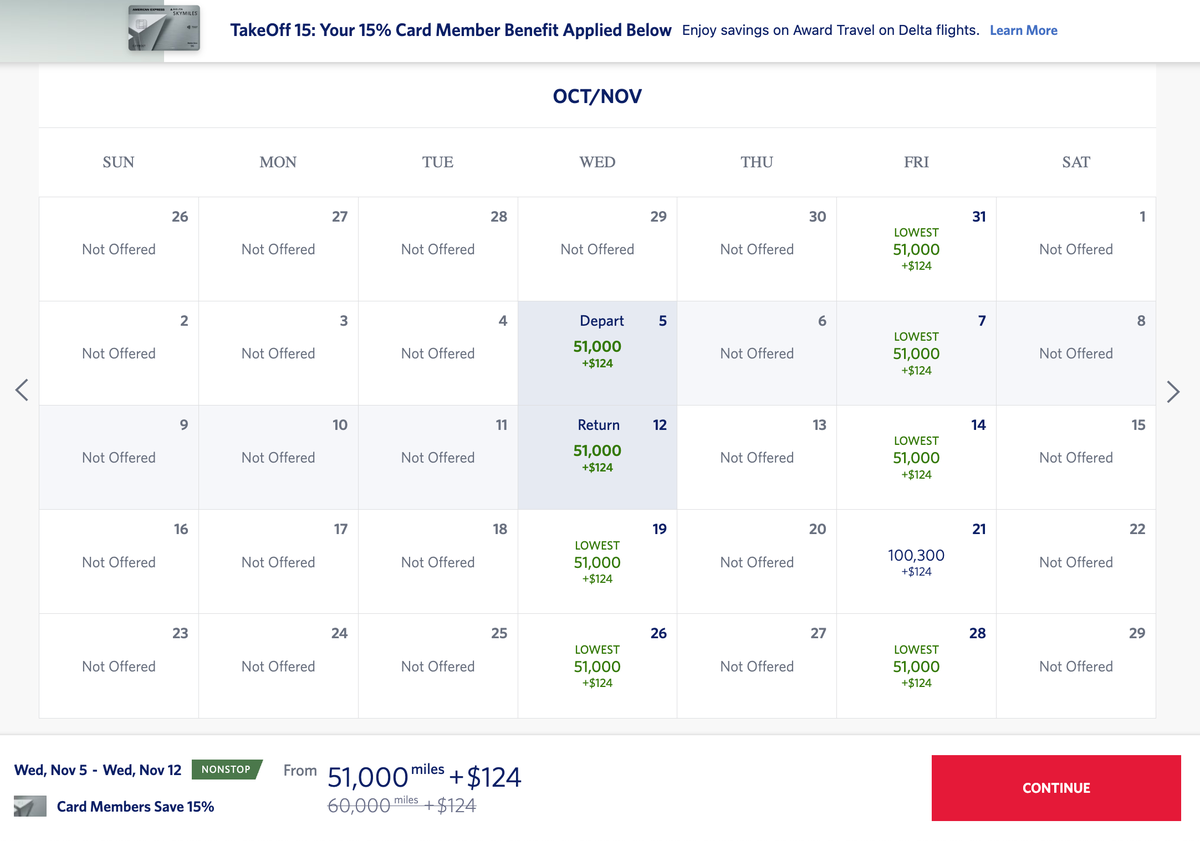 SkyMiles LAX BNE award calendar