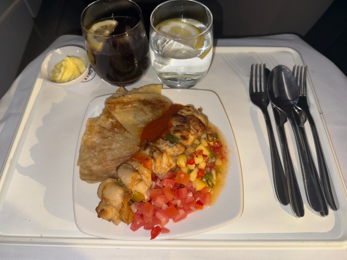South African Airways pre landing meal