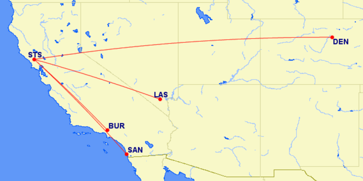 Southwest routes from Santa Rosa