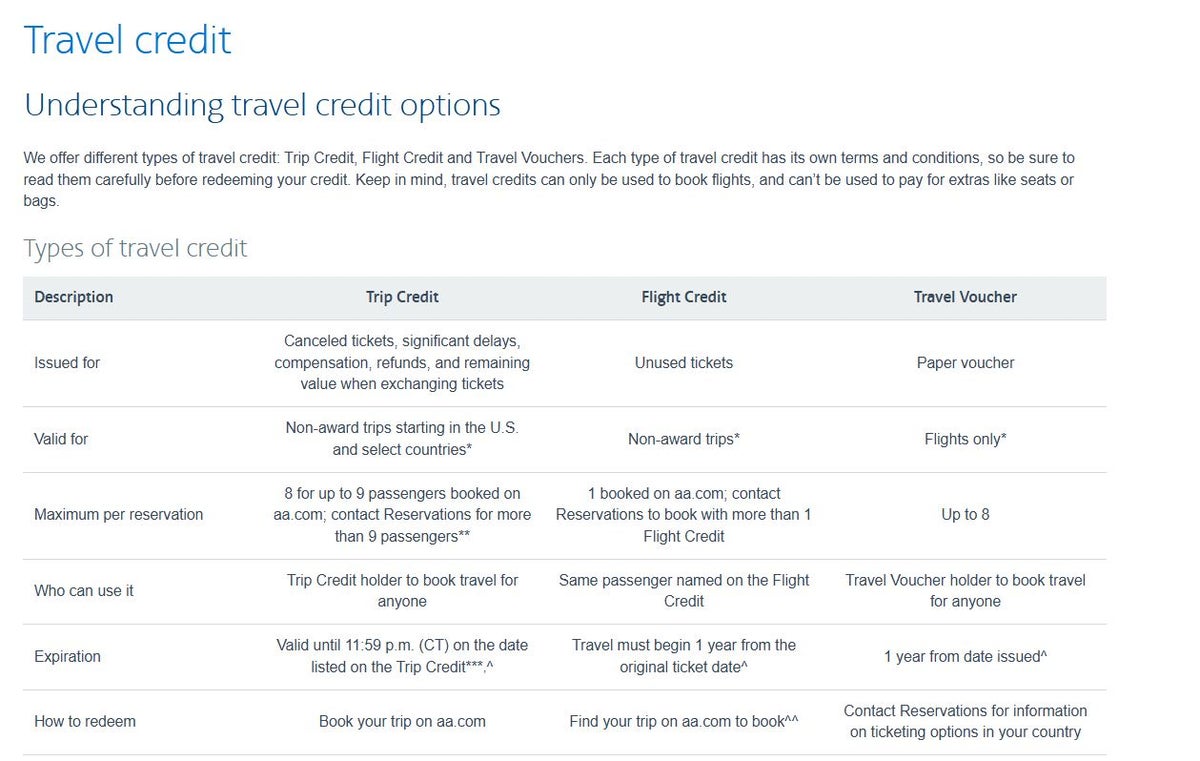 Travel Credit AA