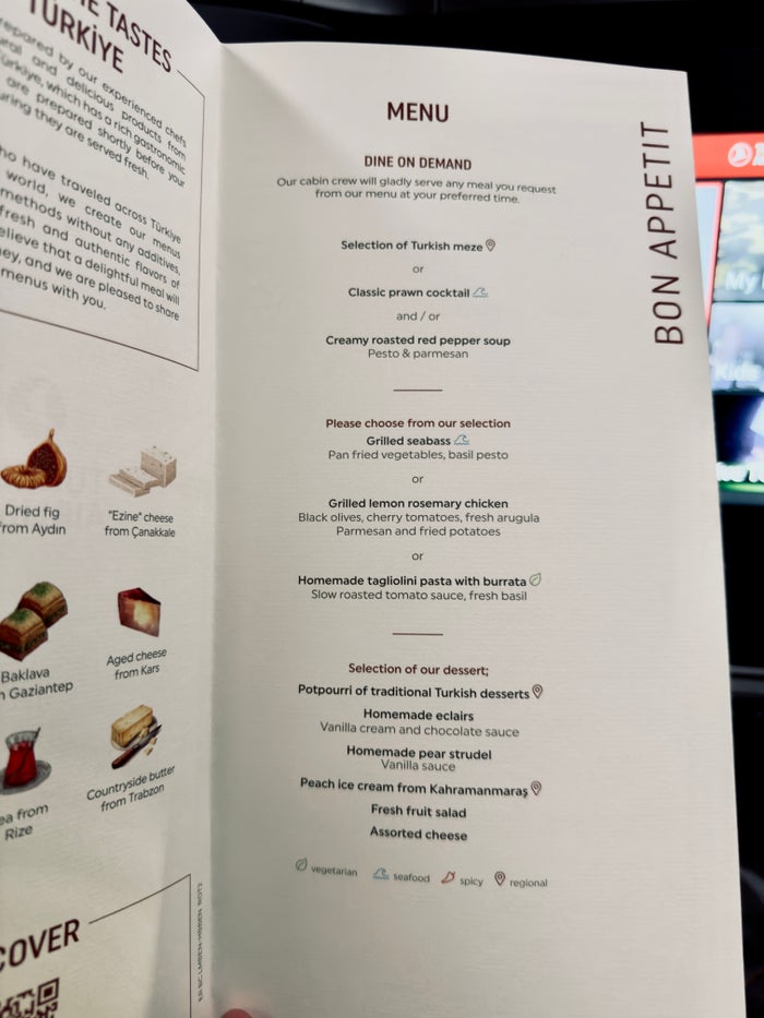 Turkish Airlines business class menu Turkish Airlines business class menu