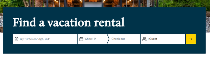 Vacasa search bar Vacasa property search