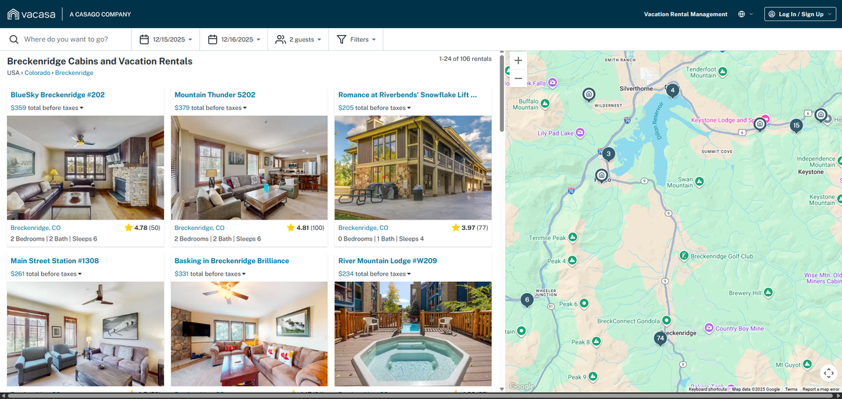 Vacasa search results