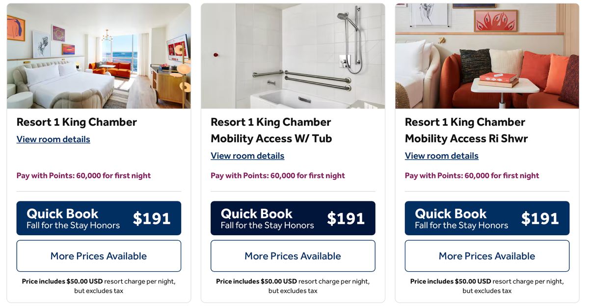 Virgin Hotels Las Vegas Award Pricing on Hiltons Website