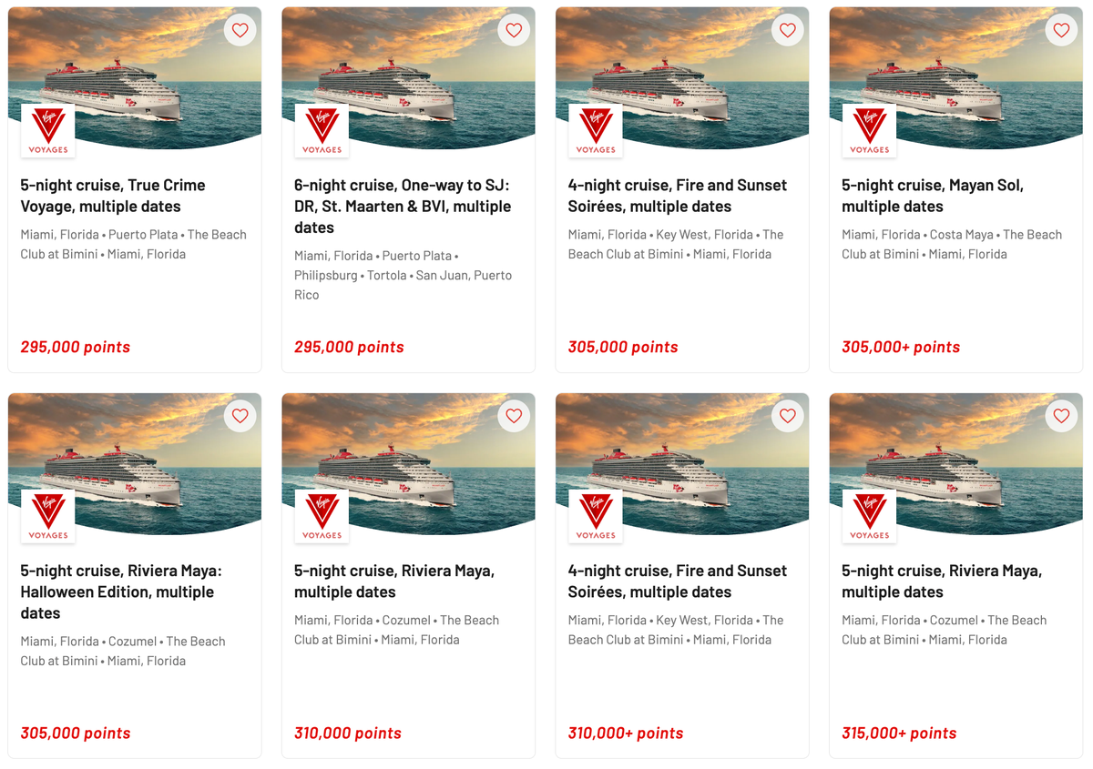 Virgin Voyages Cruise points redemptions