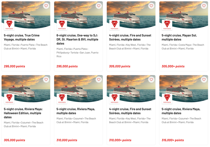 Virgin Voyages Cruise points redemptions Virgin Voyages Cruise points redemptions