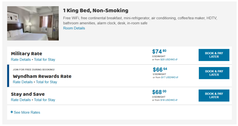 Wyndham military rate