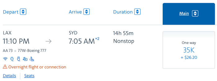 AA award 35k LAX SYD AA award 35k LAX SYD