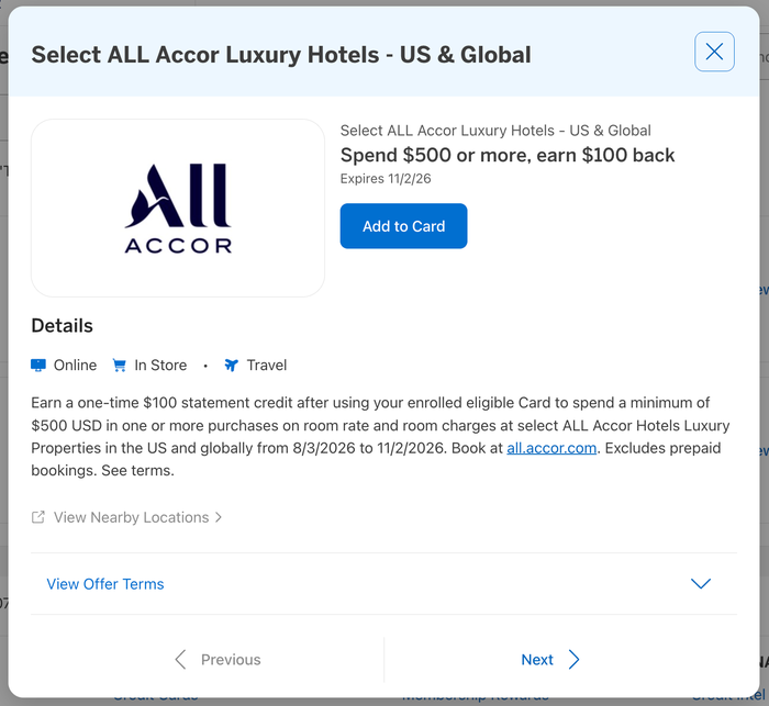 Amex Offer Accor August 2026 Amex Offer Accor August 2026