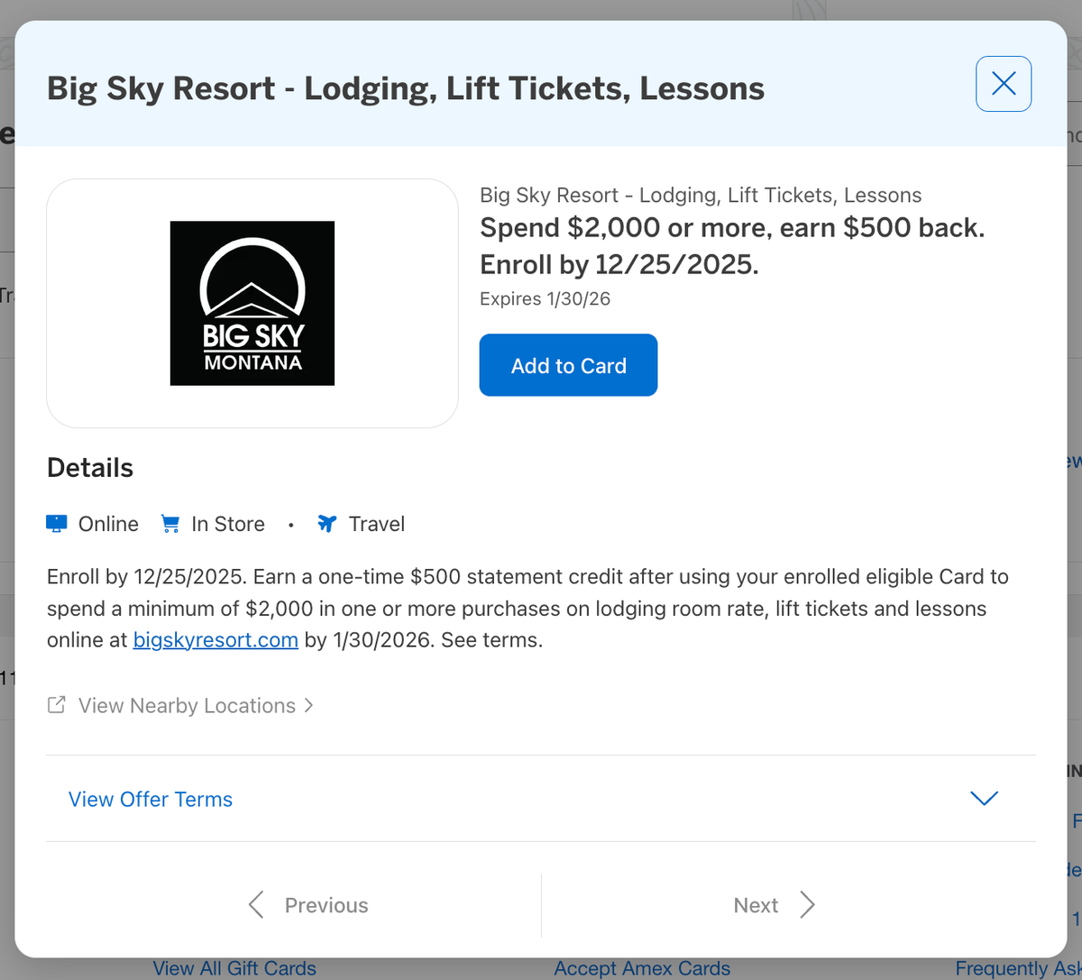 Amex Offer Big Sky Resort October 2025 Amex Offer Big Sky Resort October 2025