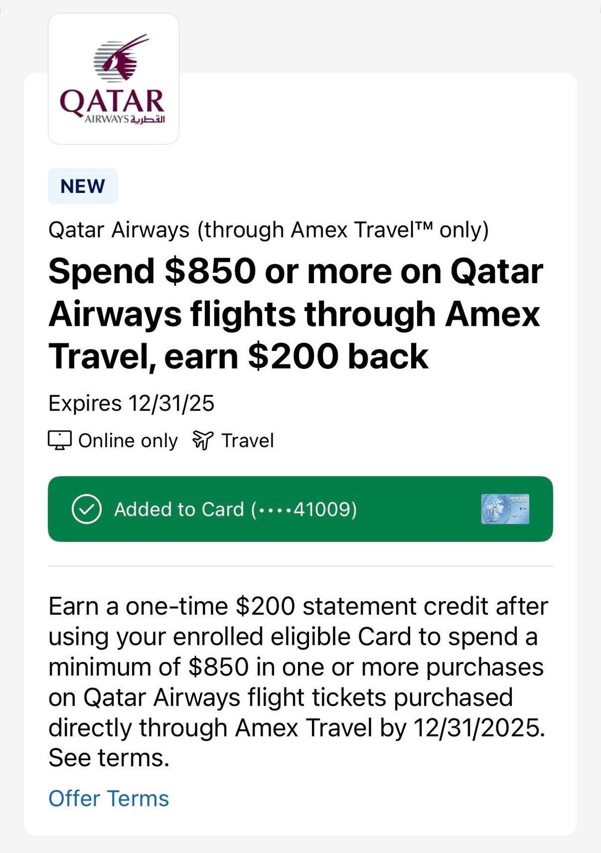 Amex Offer Qatar Airways October 2025