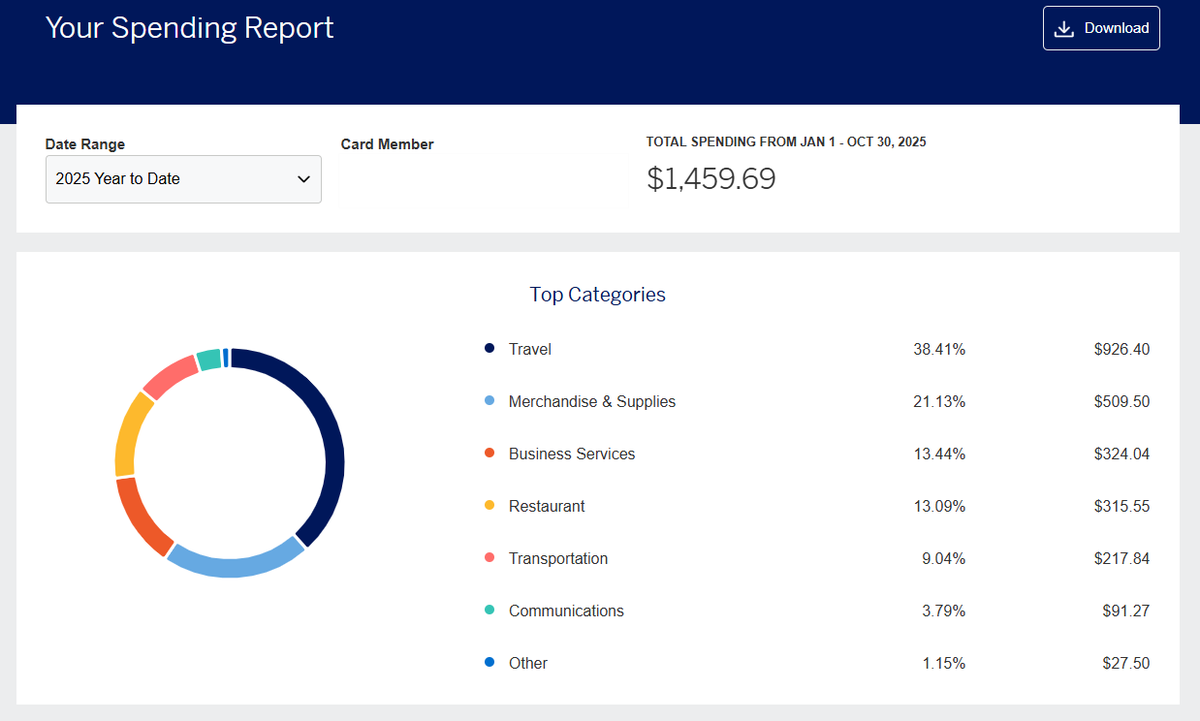 Amex spending report