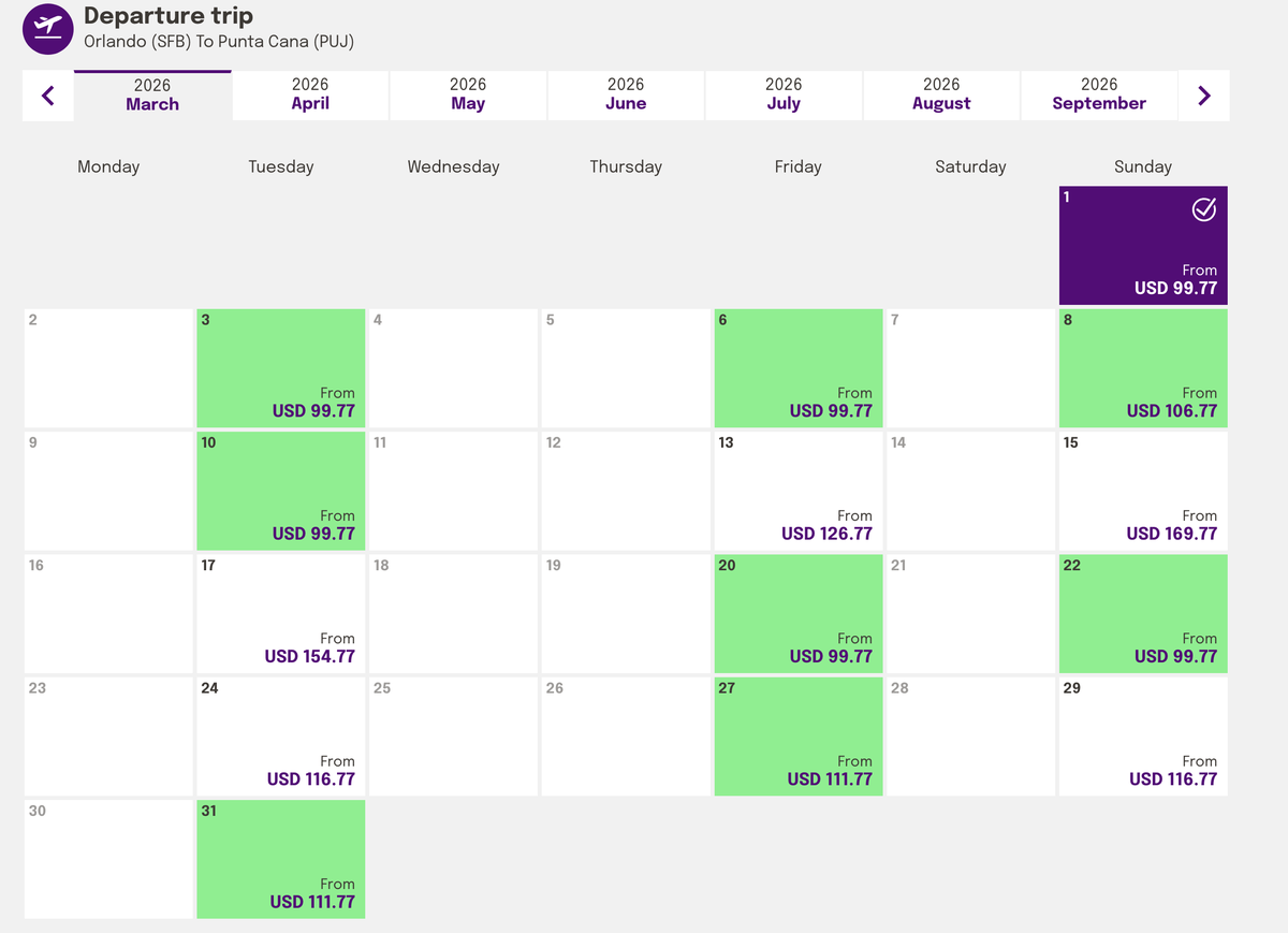 Arajet SFB to PUJ Arajet SFB to PUJ