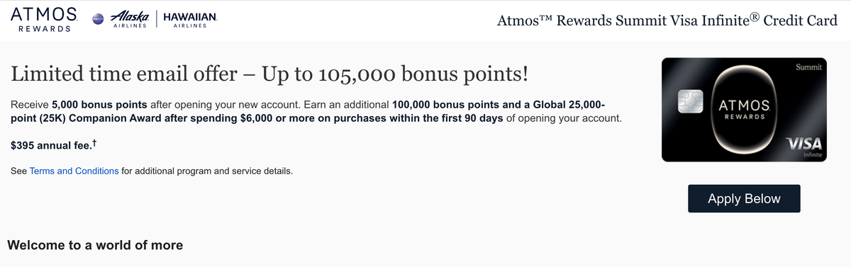 Atmos Summit Card 105k Bonus