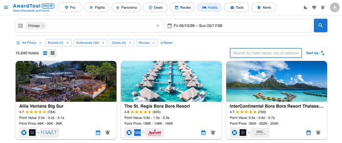 Award Tool Hotel Search Feature Award Tool Hotel Search Feature