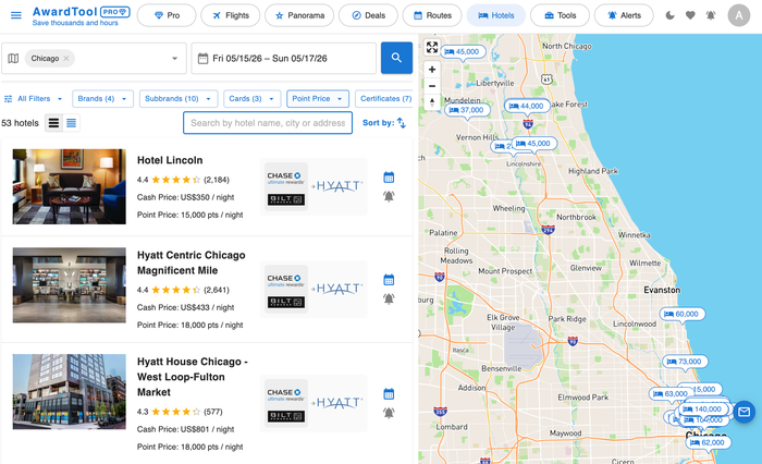 Award Tool Hotel Search Results Award Tool Hotel Search Results