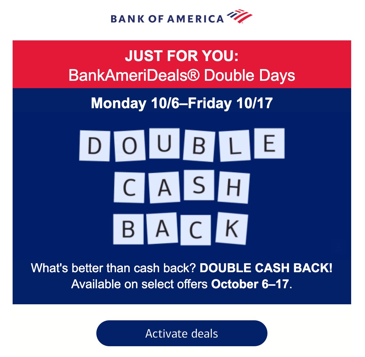 Bank of America Double Days October 2025