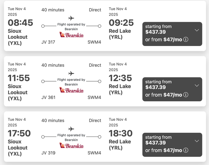 Bearskin Airlines flight prices Bearskin Airlines flight prices