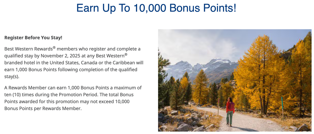 Best Western 10000 points North America Fall 2025