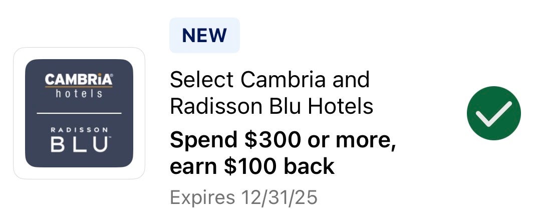 Radisson Blu Cambria Amex offer Radisson Blu Amex Offer