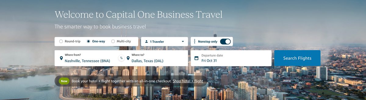 Capital One Business Travel Page