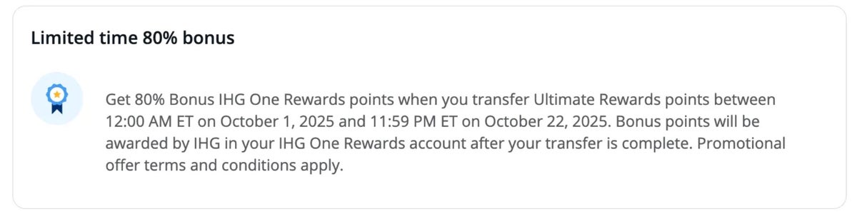 Chase IHG Transfer Bonus October