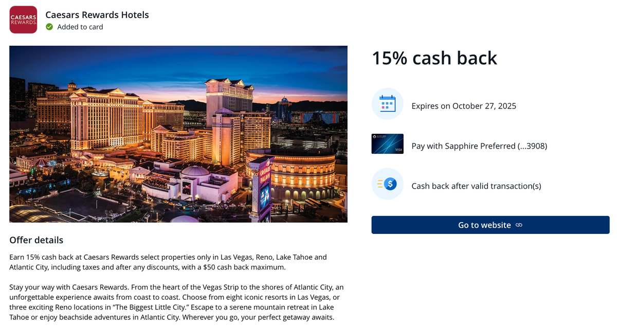 Chase Offer Caesars October 2025