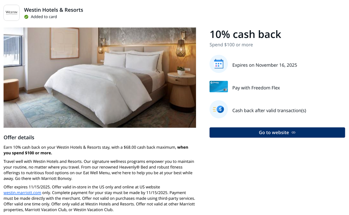 Chase Offer Westin September 2025