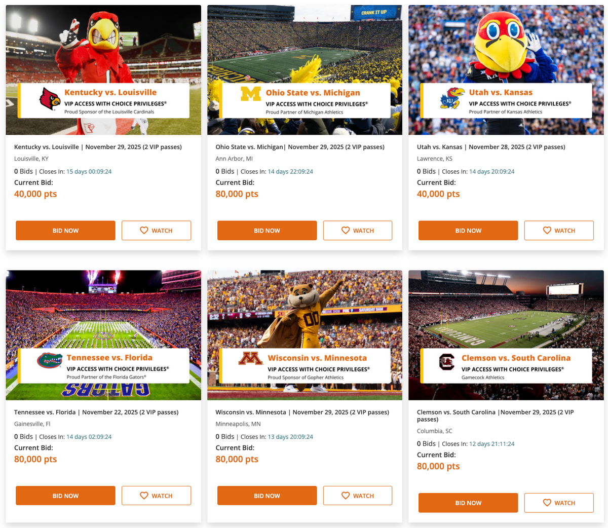 Choice Privileges Experiences redemptions October 2025 Choice Privileges Experiences redemptions October 2025