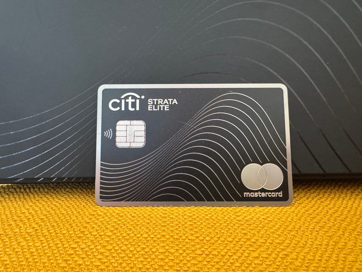 Citi Strata Elite card yellow couch