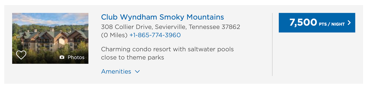 Club Wyndham Smoky Mountains Award Price
