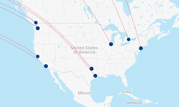 EVA Air Routes to US EVA Air Routes to US