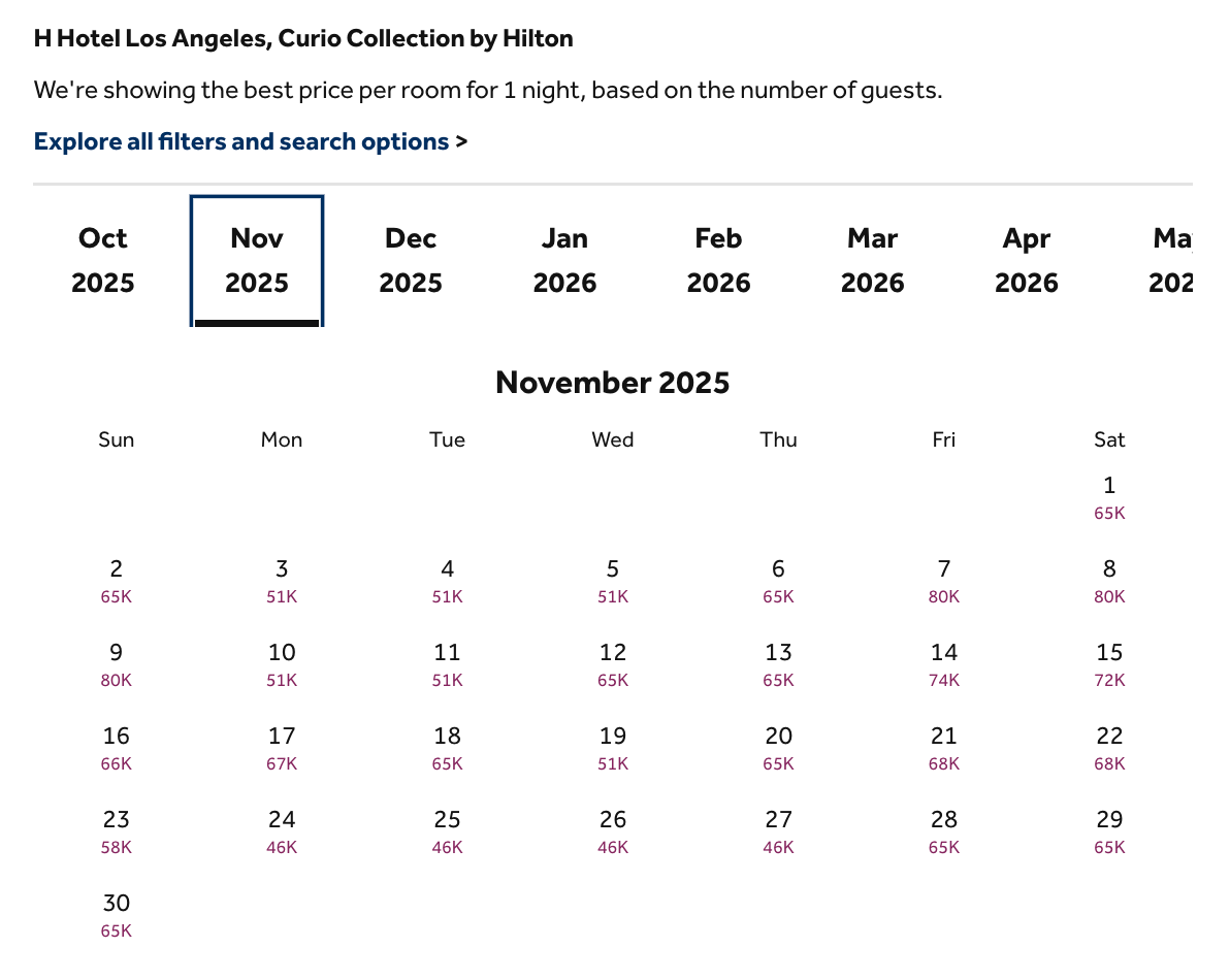 H Hotel LAX points rates H Hotel LAX points rates