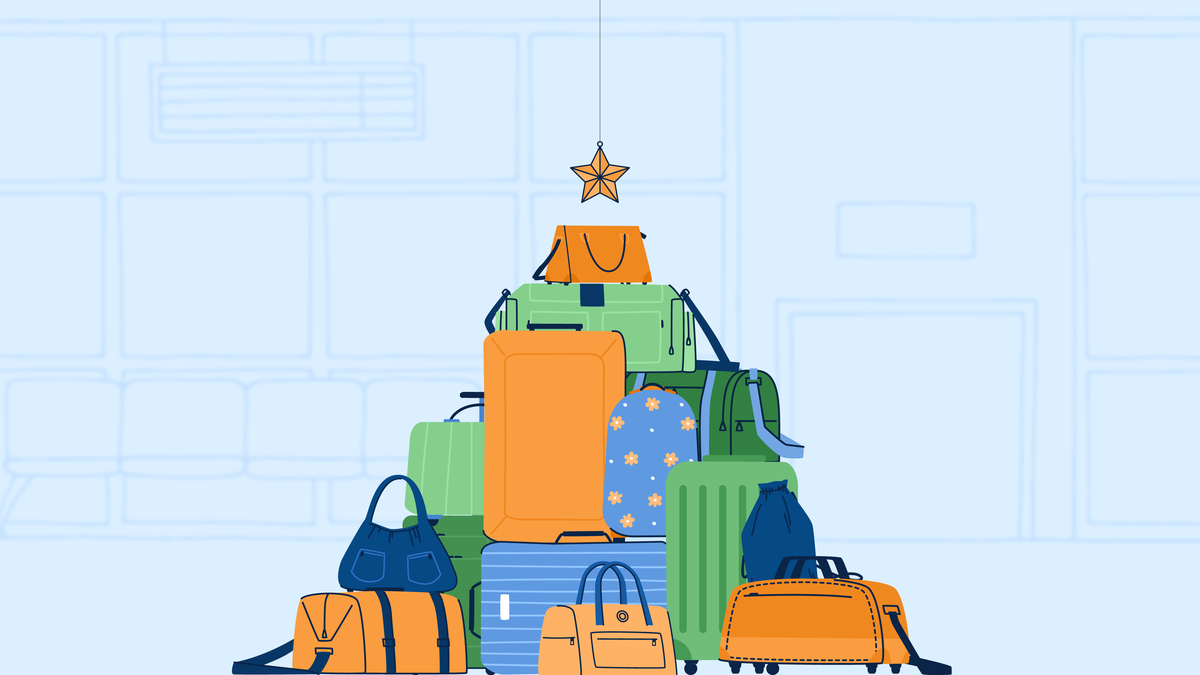 Holiday tree made from luggage