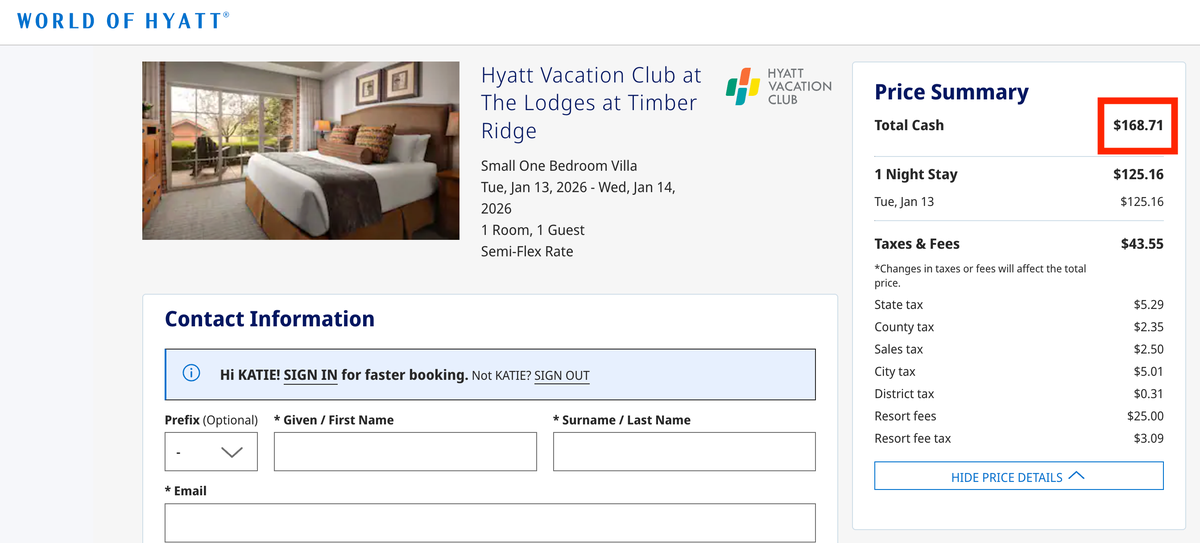 Hyatt Vacation club price