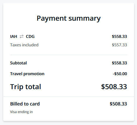 IAH CDG Chase Travel