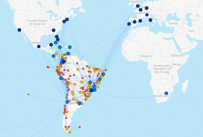 LATAM route map
