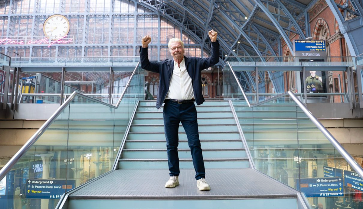 Richard Branson from Virgin at London St Pancras International train station Richard Branson from Virgin at London St Pancras International train station