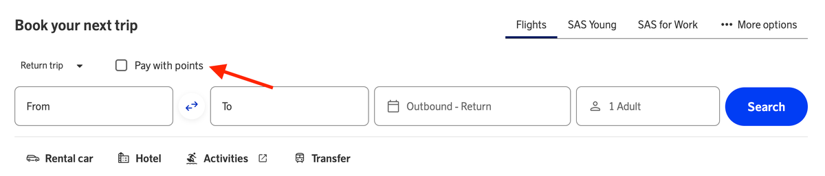 SAS EuroBonus pay with points SAS EuroBonus pay with points