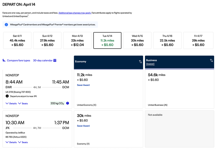 Screenshot 2025 10 23 at 8.36.13 AM JetBlue JFK GCM via United.com