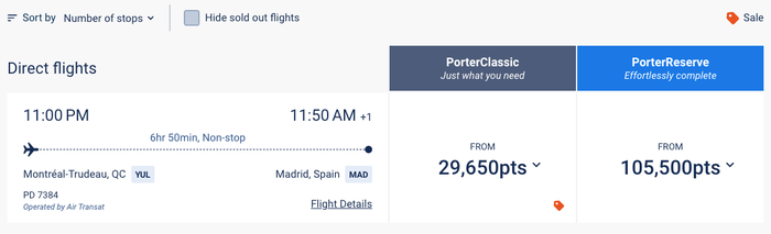 Screenshot 2025 10 27 at 10.56.46 AM Air Transat Porter YUL MAD