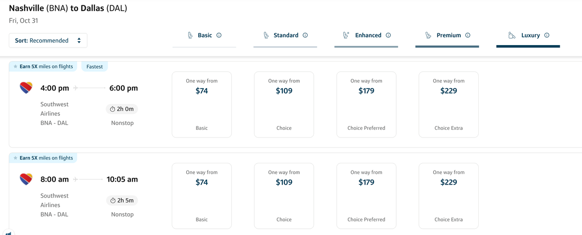 Southwest Capital One Business Travel