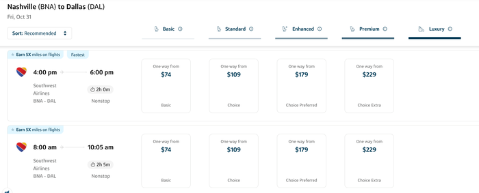 Southwest Capital One Business Travel